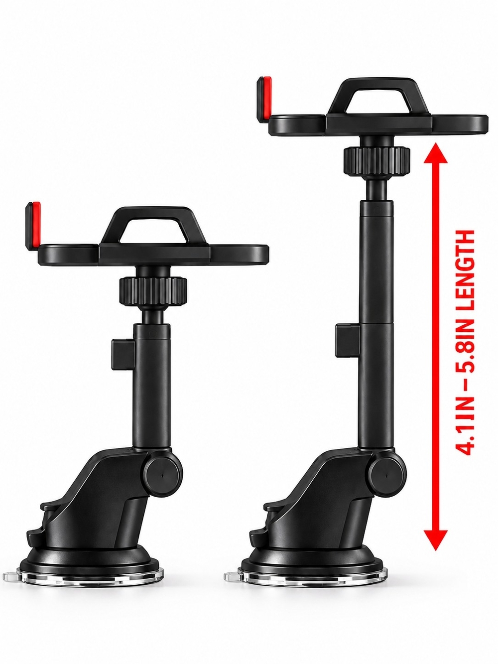 Universal Black & Red Dashboard/Windshield Phone Mount - Secure Grip - Picture 3 of 5